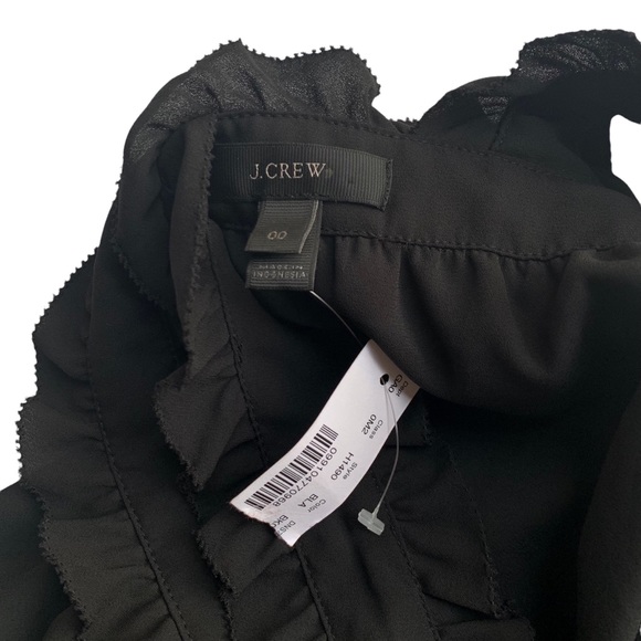J.Crew Ruffled Cross Strap Black Tank Top Size 00 - Picture 4 of 5